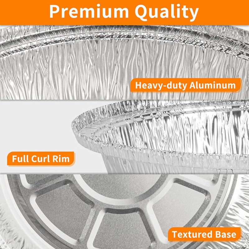 LUCKMETA 7'' Inch Round Tin Foil Pans Disposable Aluminum Pans with Clear Lids (30 Pack), Freezer & Oven Safe - For Baking, Cooking, Storage, Roasting, & Reheating, Recyclable, Pack of 30 - Image 3